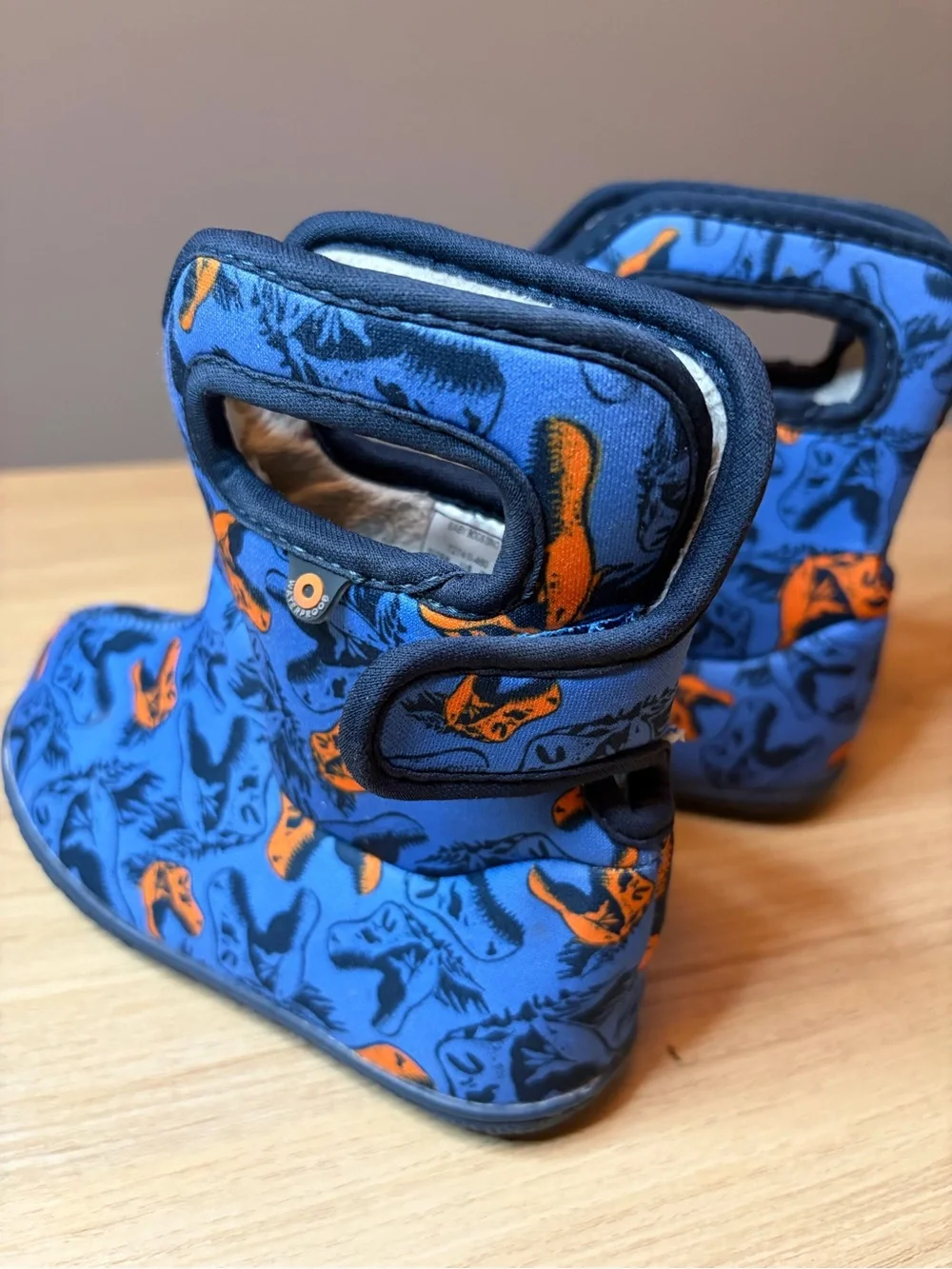 Bogs Kids Blue & Orange Dino Rain Boots 8T